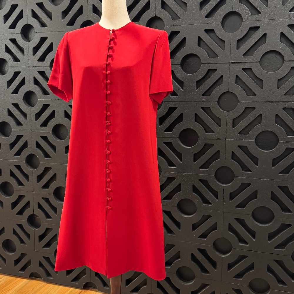Vintage Red Silk Midi Dress Mark Heister Minimalist Elegant 90s Slip Style